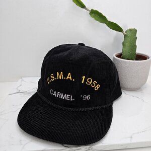 vintage 90s | black corduroy retro rope accent baseball hat | unisex
